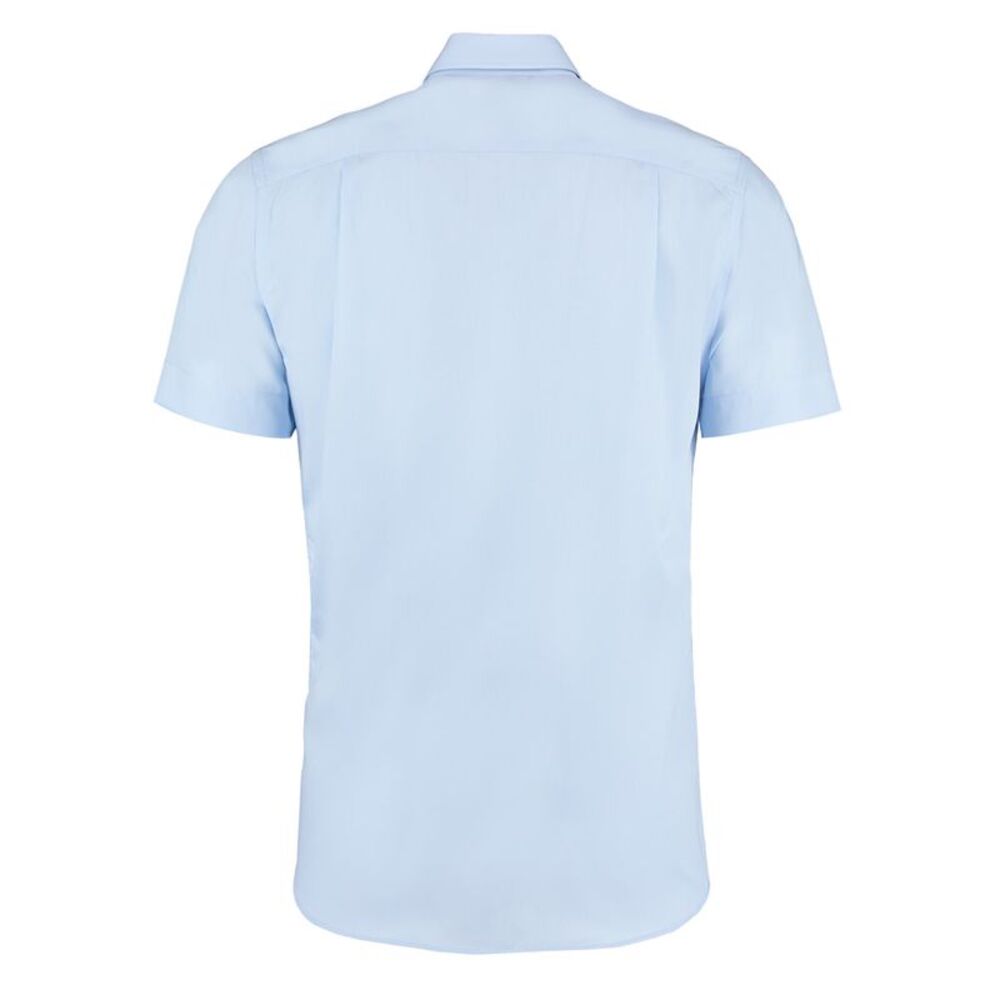 Kustom Kit Mens  Non Iron Plain Formal 100% Cotton Short Sleeve Shirt / Light Bl
